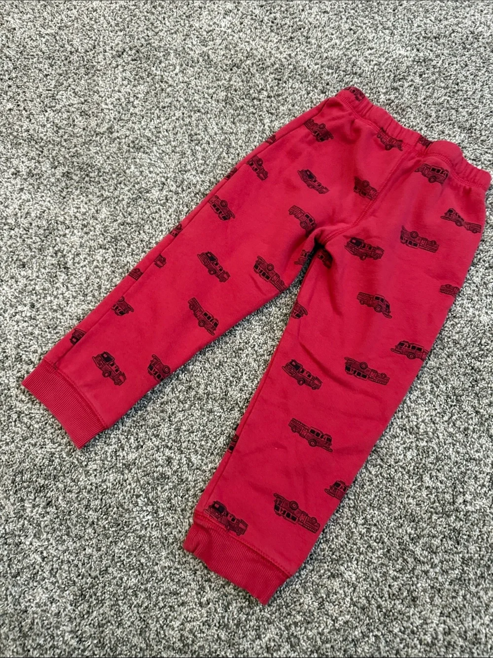 Carter’s Red Kids Sweatpants with Black Fire truck Print